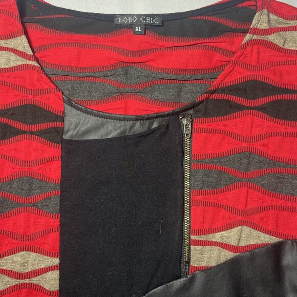 Boho Chic Womens XL Tunic Top Pullover Artsy Boho Asymmetric Lagenlook Red USA - Picture 2 of 8